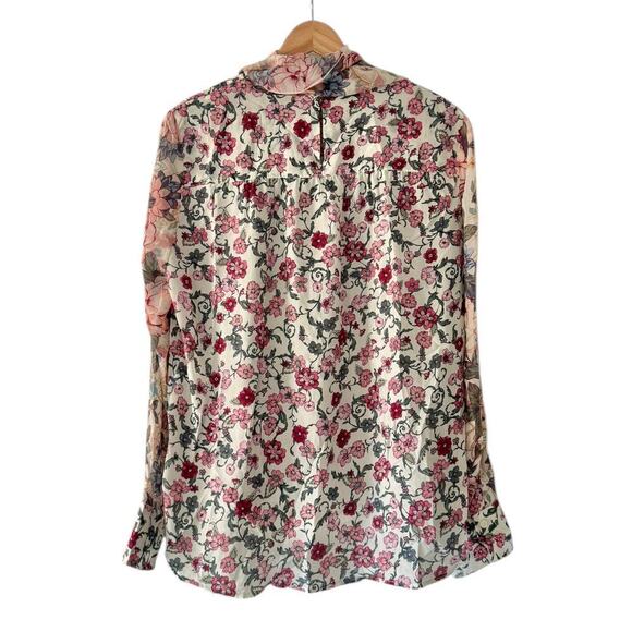 See By Chloe Floral Print Mixed Media Silk Chiffon Georgette Blouse Size 44 / L - Picture 5 of 11